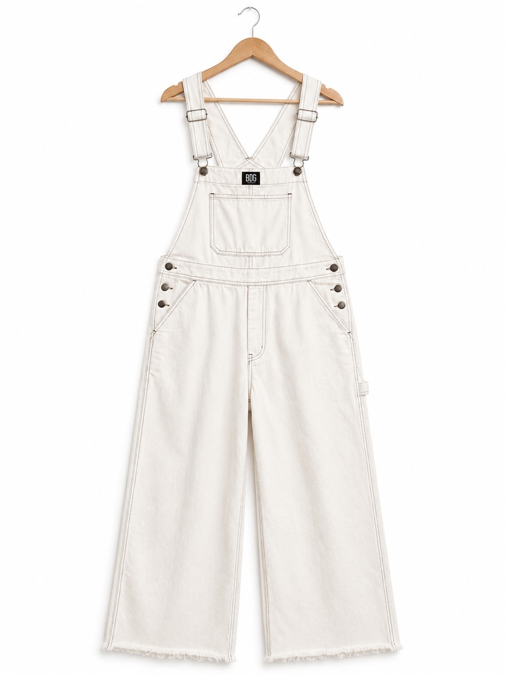 BDG Urban Outfitters Cream Carpenter Overalls Wide Leg Petite S/P